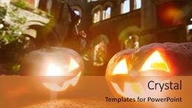  Presentation with lanterns - Audience pleasing theme consisting of human neglect - scary smiles and eyes backdrop and a gold colored foreground