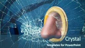  Presentation with nose - PPT theme featuring human nose in the coin background and a ocean colored foreground