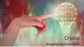  Presentation with blue swoosh abstract design - PPT layouts with human ofrm 3d - close-up of cropped hand pointing background and a mint green colored foreground