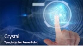  Presentation with circuit board - Slides with human ofrm 3d - close-up of cropped hand background and a ocean colored foreground