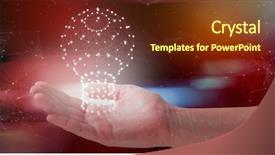  Presentation with illuminated - Slide deck with human ofrm 3d - cropped hand of woman offering background and a tawny brown colored foreground