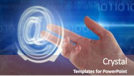  Presentation with binary blue - Audience pleasing slides consisting of human ofrm 3d - cropped hand of woman backdrop and a violet colored foreground