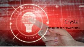  Presentation with matrix - Cool new PPT theme with human ofrm 3d - cropped hand pointing on white backdrop and a coral colored foreground