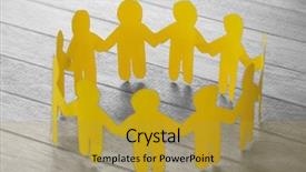  Presentation with yellow paper - PPT theme having human ofrm 3d - high angle view of yellow background and a gold colored foreground