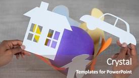  Presentation with paper - PPT layouts with human ofrm 3d - man holding a car background and a violet colored foreground