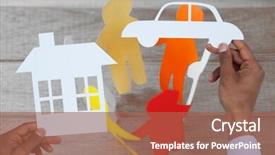  Presentation with car body repairer holding - Cool new theme with human ofrm 3d - man holding a car backdrop and a red colored foreground