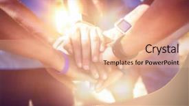  Presentation with athletes - Beautiful PPT layouts featuring human ofrm 3d - mid section of marathon athletes backdrop and a  colored foreground