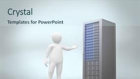  Presentation with character - Slide set with human ofrm 3d - white character orating against digitally background and a sky blue colored foreground