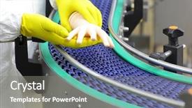  Presentation with bionic - Presentation theme having human organ - scientist at conveyor belt controlling background and a gray colored foreground