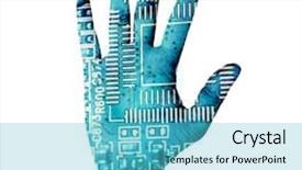  Presentation with palm - Amazing presentation theme having human palm with microchip picture backdrop and a light blue colored foreground