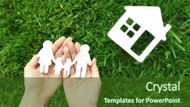  Presentation with holding hands family walking - Beautiful presentation theme featuring human people - woman hands holding wooden family backdrop and a  colored foreground