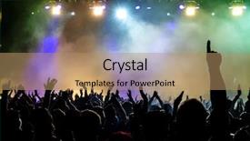  Presentation with stage lights - Slide set consisting of human performance - silhouettes of concert crowd background and a coral colored foreground