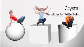  Presentation with friends - Beautiful slides featuring human pyramid - group of friends backdrop and a sky blue colored foreground