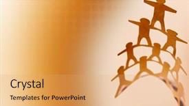  Presentation with doll paper - Audience pleasing PPT layouts consisting of human pyramid - group of paper doll people backdrop and a coral colored foreground