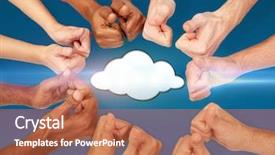  Presentation with cloud computing - Cool new slides with human race - computing tachnology data and people backdrop and a red colored foreground