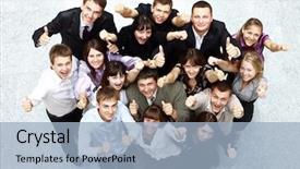  Presentation with circle - PPT layouts featuring human race - top view of business people background and a light blue colored foreground