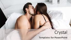  Presentation with good morning couple bed - Cool new theme with human relations - beautiful young couple laying backdrop and a lemonade colored foreground