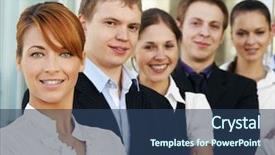  Presentation with focus group - Audience pleasing PPT theme consisting of human relations - group of some business people backdrop and a ocean colored foreground