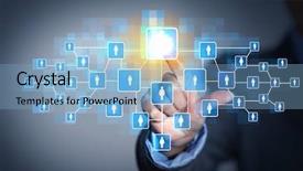  Presentation with human social - Presentation with human relations - image of male touching virtual background and a light blue colored foreground