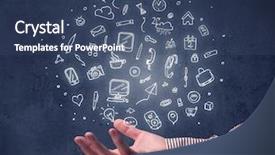  Presentation with related - PPT layouts consisting of human relations - mixed white media and communication background and a ocean colored foreground