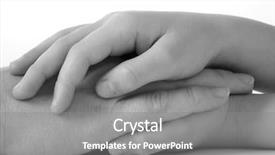  Presentation with mother child - Amazing slide deck having human relations - mother hand in child ones backdrop and a gray colored foreground