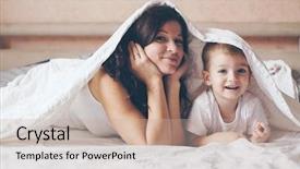  Presentation with old young - Beautiful PPT layouts featuring human relations - young mother with her 2 backdrop and a mint green colored foreground