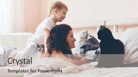  Presentation with old young - Colorful presentation design enhanced with human relations human relation - young mother with her 2 backdrop and a soft green colored foreground