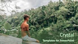  Presentation with infinity - Amazing presentation theme having human relaxing in bali infinity backdrop and a tawny brown colored foreground