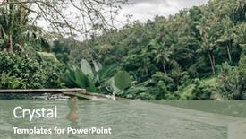  Presentation with infinity - Beautiful presentation design featuring human relaxing in bali infinity backdrop and a gray colored foreground