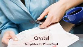  Presentation with stock market risk - Presentation theme having human research - analysis of stock market reports background and a sky blue colored foreground