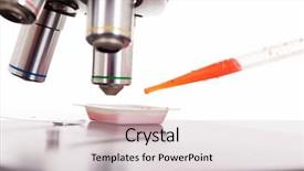  Presentation with canon microscope - Presentation theme enhanced with human research - closeup of female scientist working background and a lemonade colored foreground