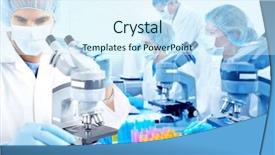  Presentation with science - Beautiful PPT layouts featuring human research - science team working with microscopes backdrop and a cool aqua colored foreground