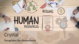  Presentation with human resource - Audience pleasing slide set consisting of human resource - business meeting against overhead backdrop and a soft green colored foreground