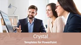  Presentation with working together - Colorful slide deck enhanced with human resource - business people working together backdrop and a coral colored foreground