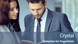  Presentation with meetings - Presentation design consisting of human resource - business people working with meetings background and a ocean colored foreground
