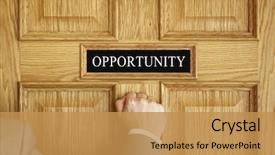  Presentation with human resource - Slide deck having human resource - businessman knocking on a door background and a gold colored foreground