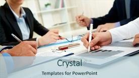  Presentation with human resource - Amazing PPT layouts having human resource - businesspeople examining documents at their backdrop and a lemonade colored foreground