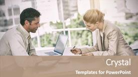  Presentation with contract - Slides featuring human resource - businesswoman signing contract at interview background and a coral colored foreground