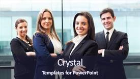  Presentation with human resource - Presentation design featuring human resource - group of business people smiling background and a wine colored foreground