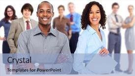  Presentation with human resource - Presentation featuring human resource - group of business people team background and a light blue colored foreground