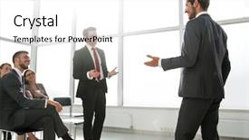  Presentation with business group meeting - Presentation design with human resource - group of corporate people having background and a white colored foreground