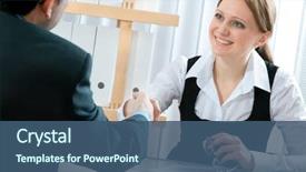  Presentation with job - Audience pleasing slide deck consisting of human resource - handshake while job interviewing backdrop and a ocean colored foreground