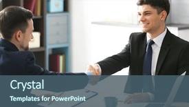  Presentation with shaking hands - Beautiful presentation theme featuring human resource - hr manager shaking hands backdrop and a ocean colored foreground