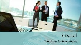  Presentation with human resource - Audience pleasing presentation design consisting of human resource - image of business documents backdrop and a light blue colored foreground