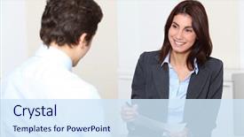  Presentation with job interview - Theme enhanced with human resource - job applicant having an interview background and a sky blue colored foreground