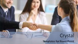  Presentation with human resource - Cool new PPT layouts with human resource - job applicant having interview backdrop and a light blue colored foreground
