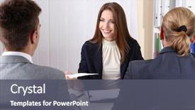  Presentation with human resource - Beautiful presentation design featuring human resource - job applicants having interview backdrop and a dark gray colored foreground