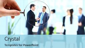  Presentation with focus - Slides featuring human resource - magnifying glass and businessman background and a arctic colored foreground