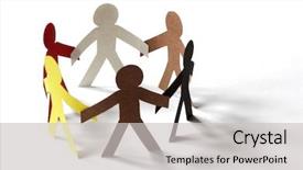  Presentation with team group - Beautiful PPT layouts featuring human resource - paper chain cutout people backdrop and a light gray colored foreground