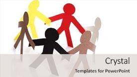  Presentation with cutout paper people standing around globe holding hands - Slides enhanced with human resource - paper chain cutout people background and a lemonade colored foreground